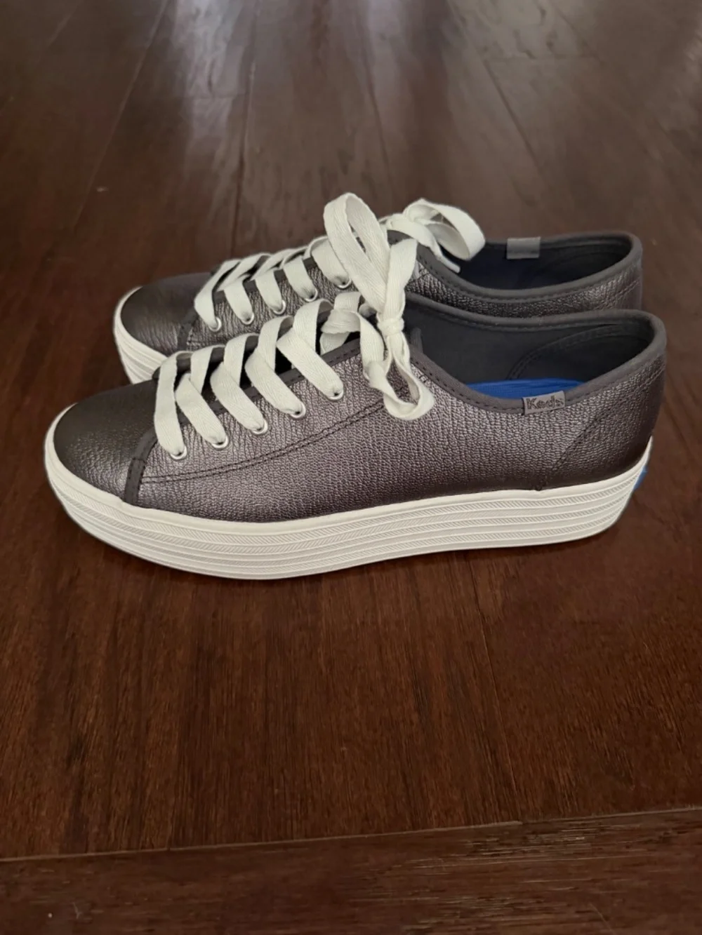 Keds platform metallic grey shoes